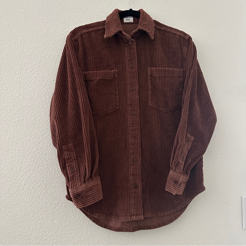 ARITZIA Sunday Best Brown Corduroy Button Down Shaket
